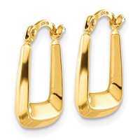10K Yellow Gold Hollow Squared Hollow Hoop Earrings view 2