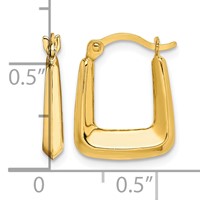10K Yellow Gold Hollow Squared Hollow Hoop Earrings view 4