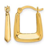 10K Yellow Gold Hollow Squared Hollow Hoop Earrings view 1