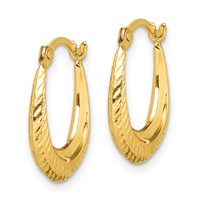 10K Textured Hollow Hoop Earrings view 2