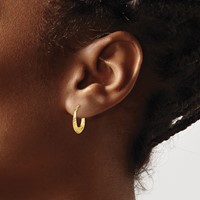 10K Textured Hollow Hoop Earrings view 3