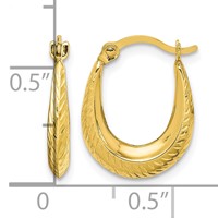 10K Textured Hollow Hoop Earrings view 4