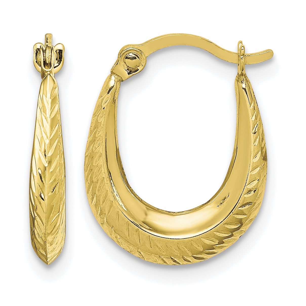 10K Textured Hollow Hoop Earrings (10ER253)
