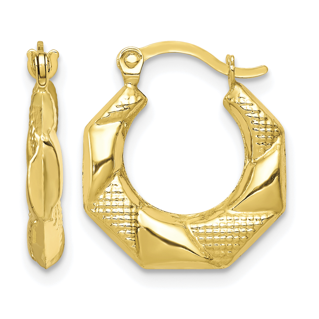 10k Scalloped Textured Hollow Hoop Earrings (10ER254)