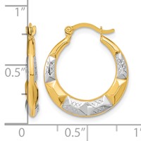 10K and Rhodium Hollow Hoop Earrings view 4