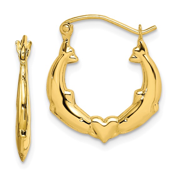 Gold Dolphin Hoop Earrings