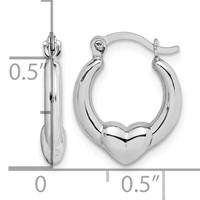 10K White Gold Heart Hollow Hoop Earrings view 2