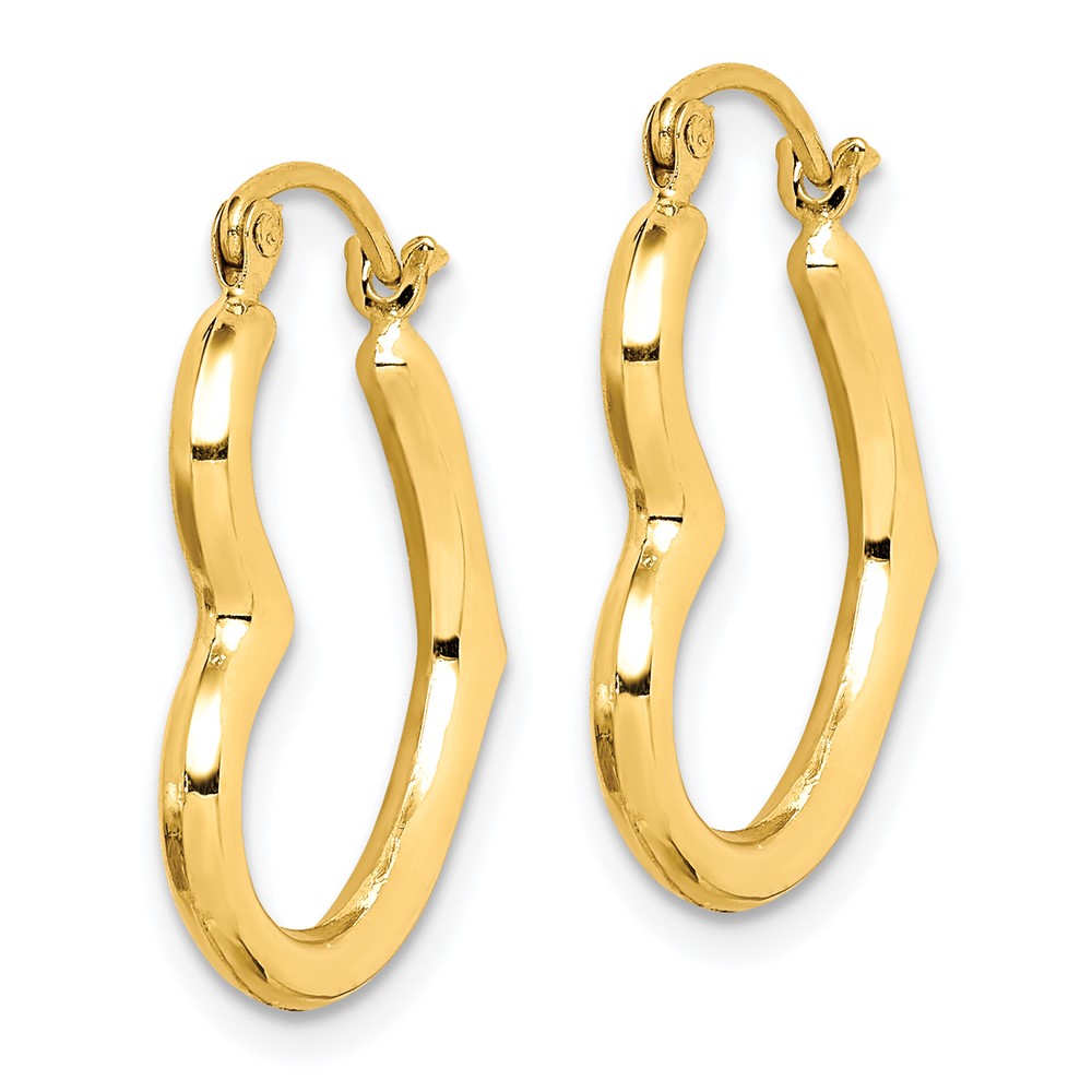 10K Hollow Heart Shape Hollow Hoop Earrings (10ER267)