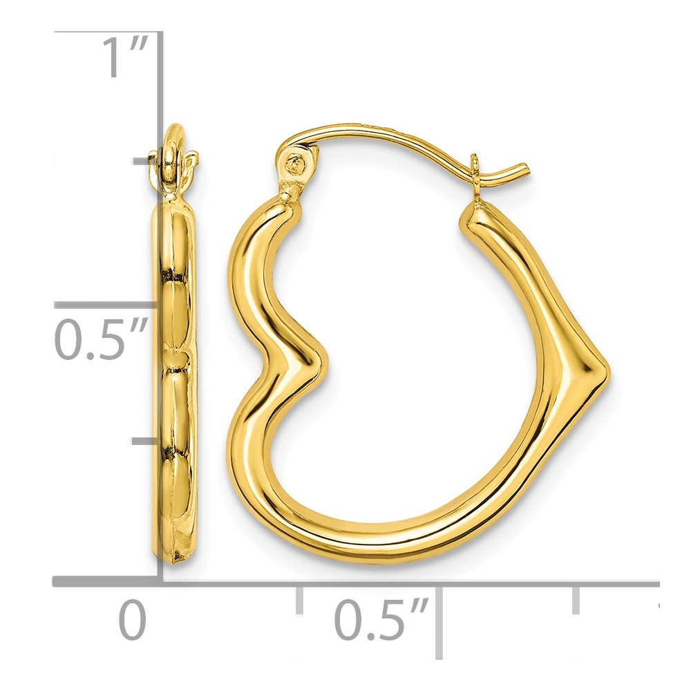 10K Hollow Heart Shape Hollow Hoop Earrings (10ER267)