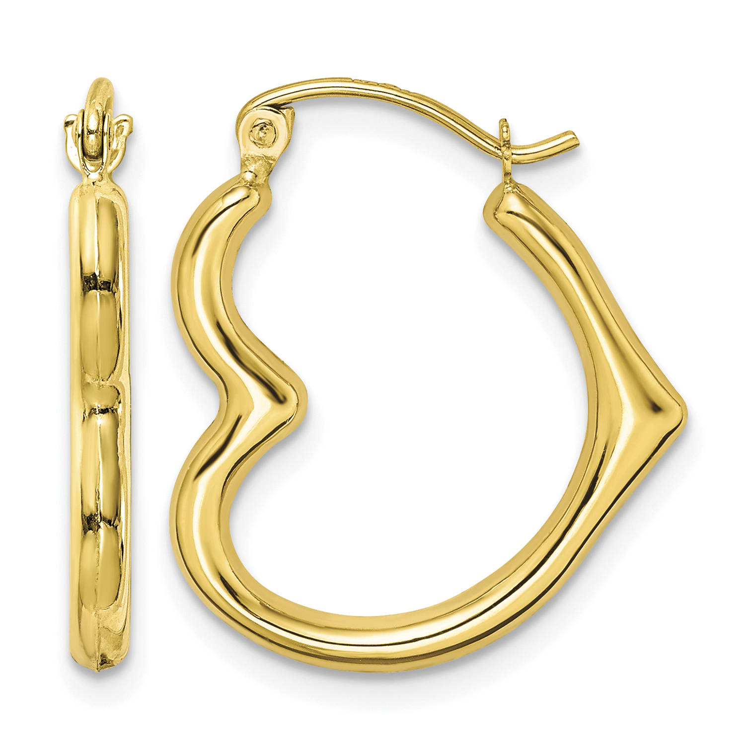 10K Hollow Heart Shape Hollow Hoop Earrings (10ER267)