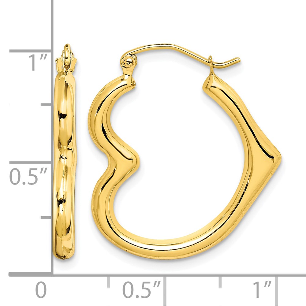 10K Hollow Heart Shape Hoop Earrings (10ER268)