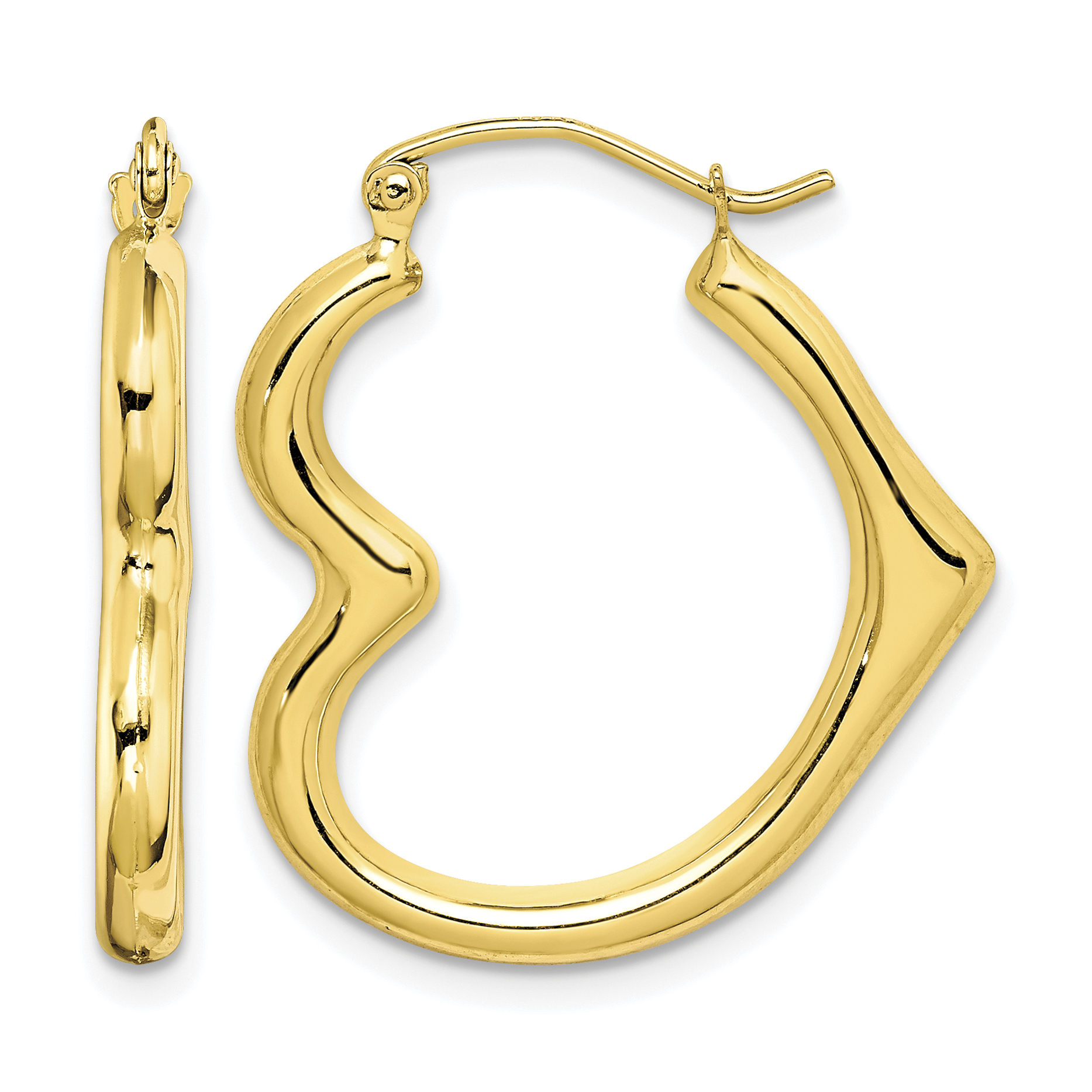 10K Hollow Heart Shape Hoop Earrings (10ER268)