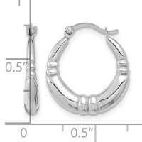 10K White Gold Polished Hoop Earrings view 2