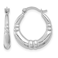 10K White Gold Polished Hoop Earrings view 1
