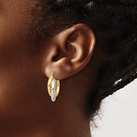10K Two-tone Polished Double Tube Hoop Earrings view 3