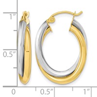 10K Two-tone Polished Double Oval Hoop Earrings view 4
