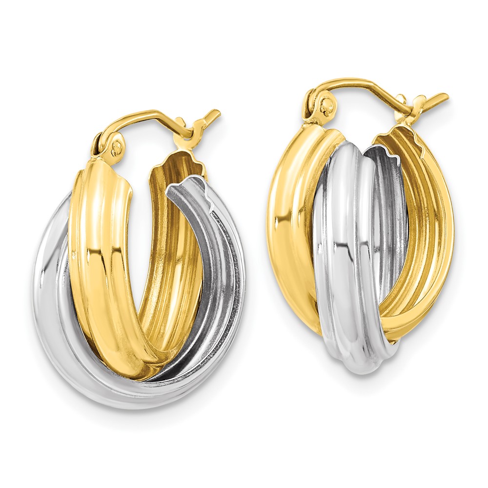 10k Two-tone Polished Double Hoop Earrings (10ER286)