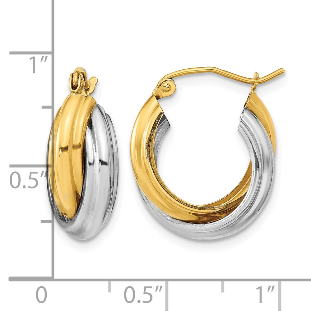 10k Two-tone Polished Double Hoop Earrings (10ER286)