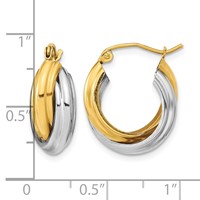 10K Two-tone Polished Double Hoop Earrings view 4