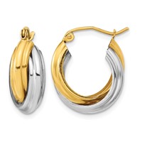 10K Two-tone Polished Double Hoop Earrings view 1