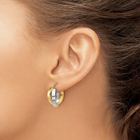 10K Two-tone Polished Double Hoop Earrings view 3