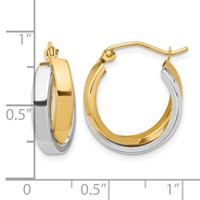 10K Two-tone Polished Double Hoop Earrings view 4