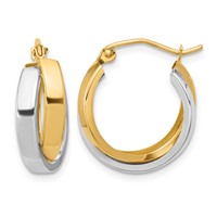 10K Two-tone Polished Double Hoop Earrings view 1