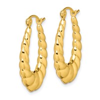 10K Yellow Gold Polished Twisted Hollow Hoop Earrings view 2