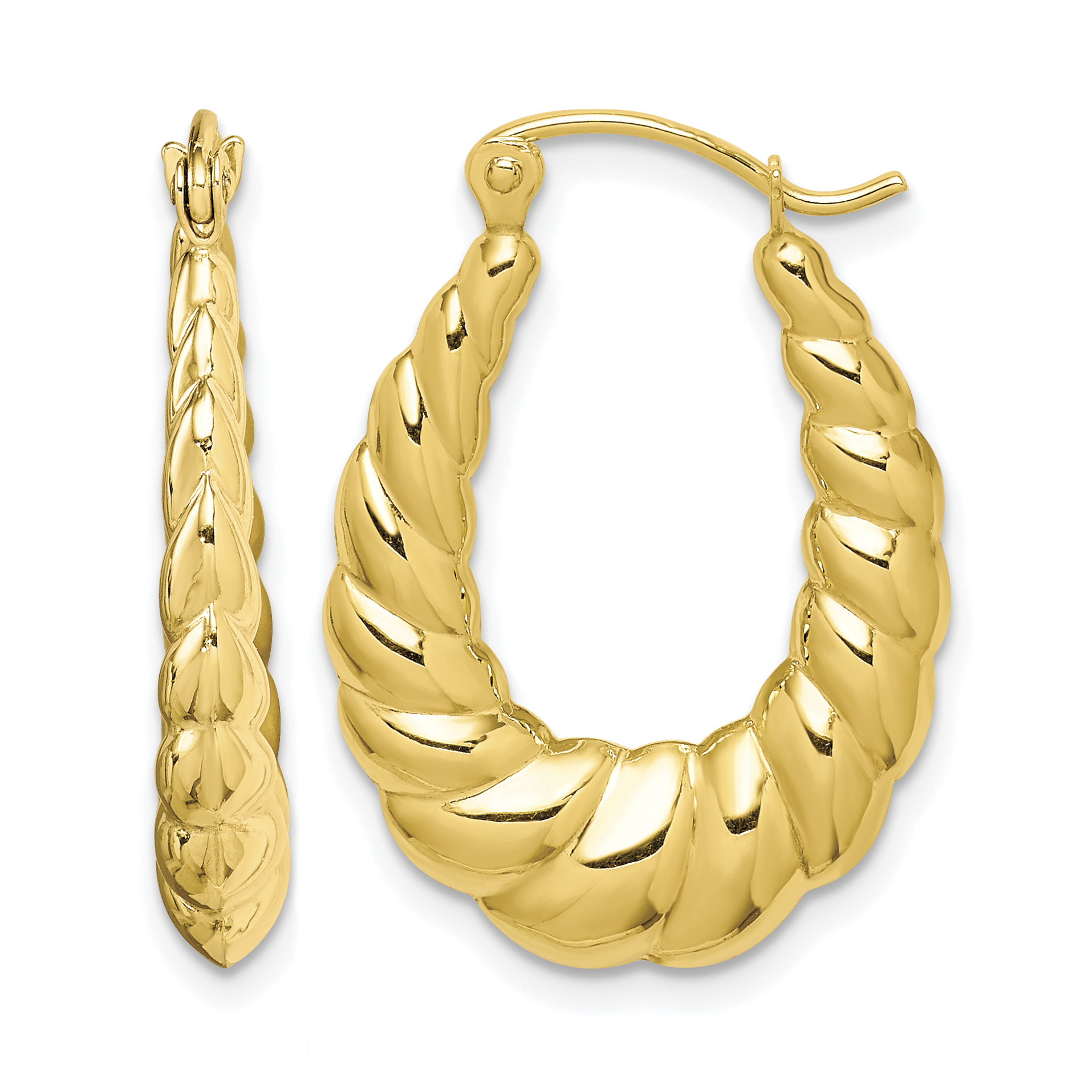 10k Polished Twisted Hollow Hoop Earrings (10ER288)