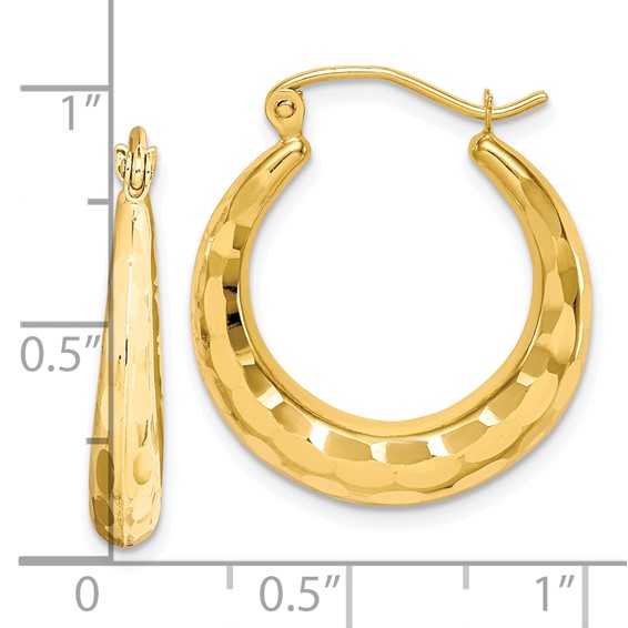 3.5mm Gold Polish Diamond-cut Graduating Hoop Earrings