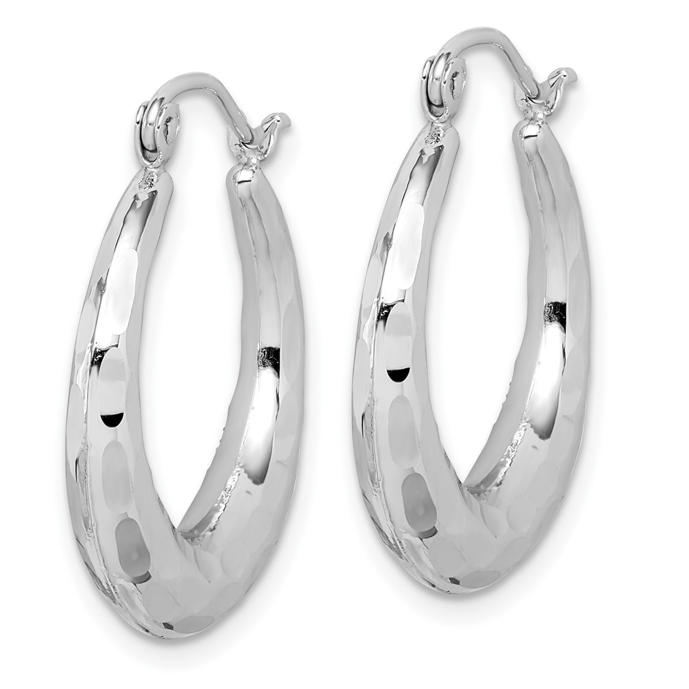10k White Gold Polished & D/C Hoop Earrings (10ER289W)