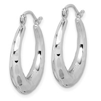 10K White Gold Polished & D C Hoop Earrings view 2