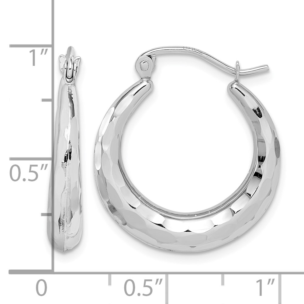 10k White Gold Polished & D/C Hoop Earrings (10ER289W)