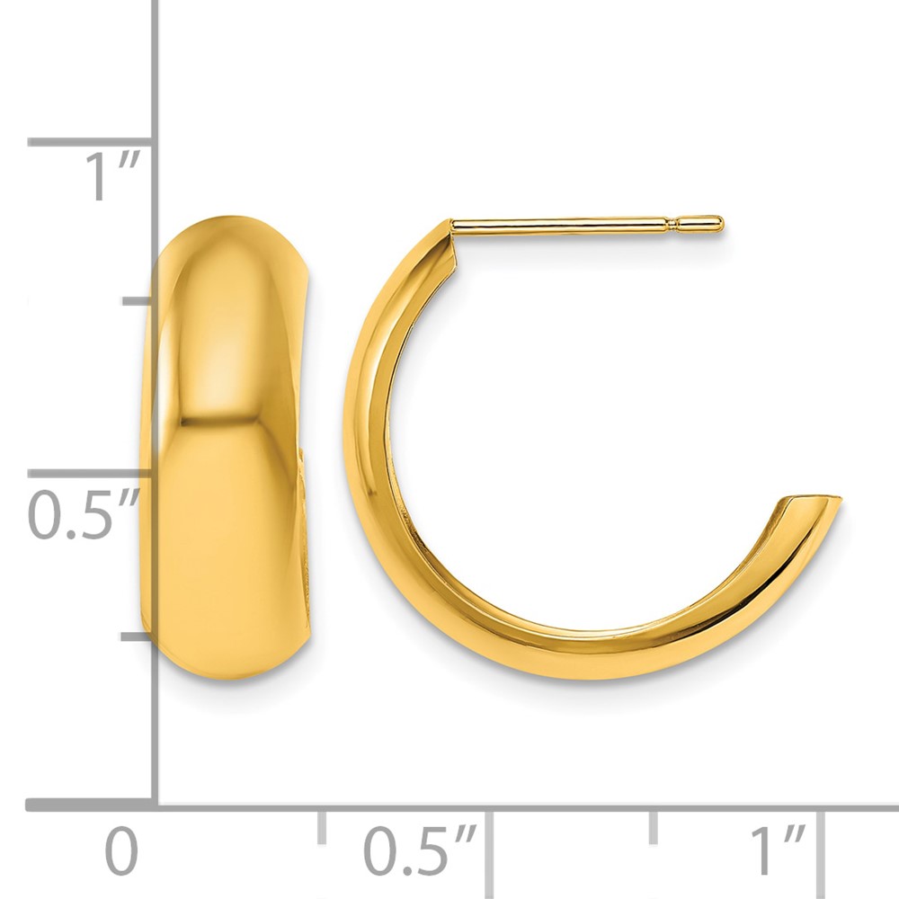 10k Polished 6.5mm J-Hoop Earrings (10ER292)