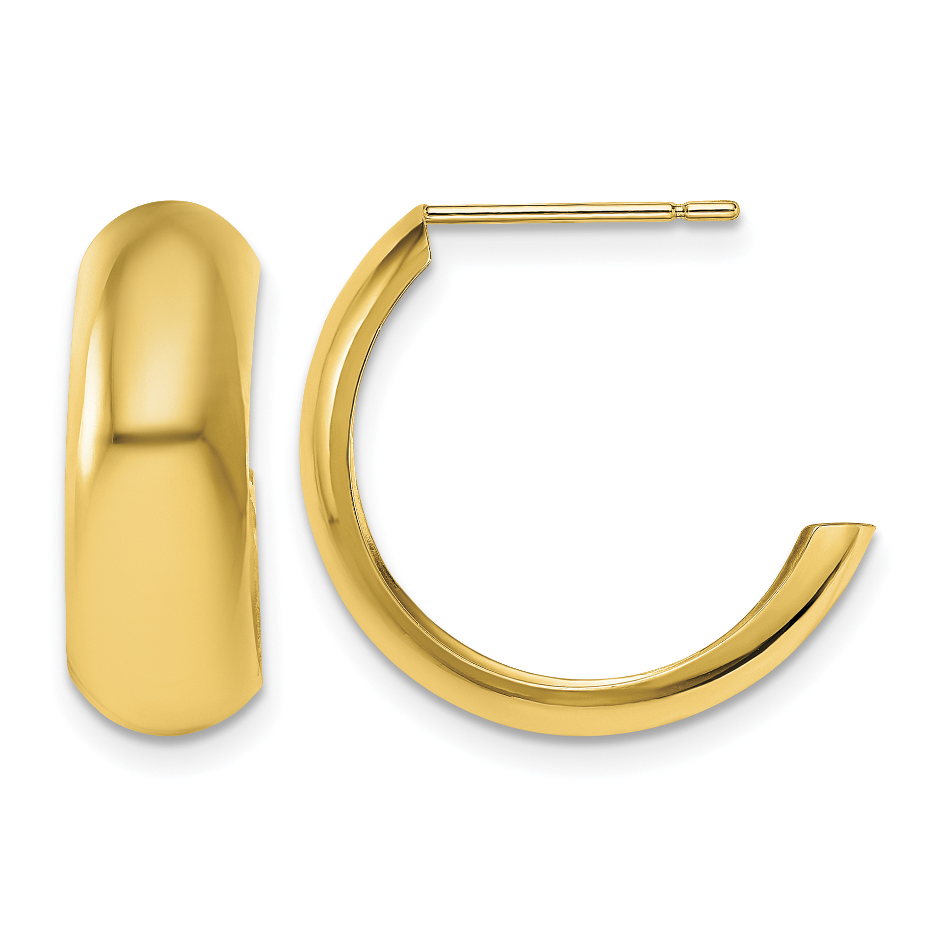 10k Polished 6.5mm J-Hoop Earrings (10ER292)