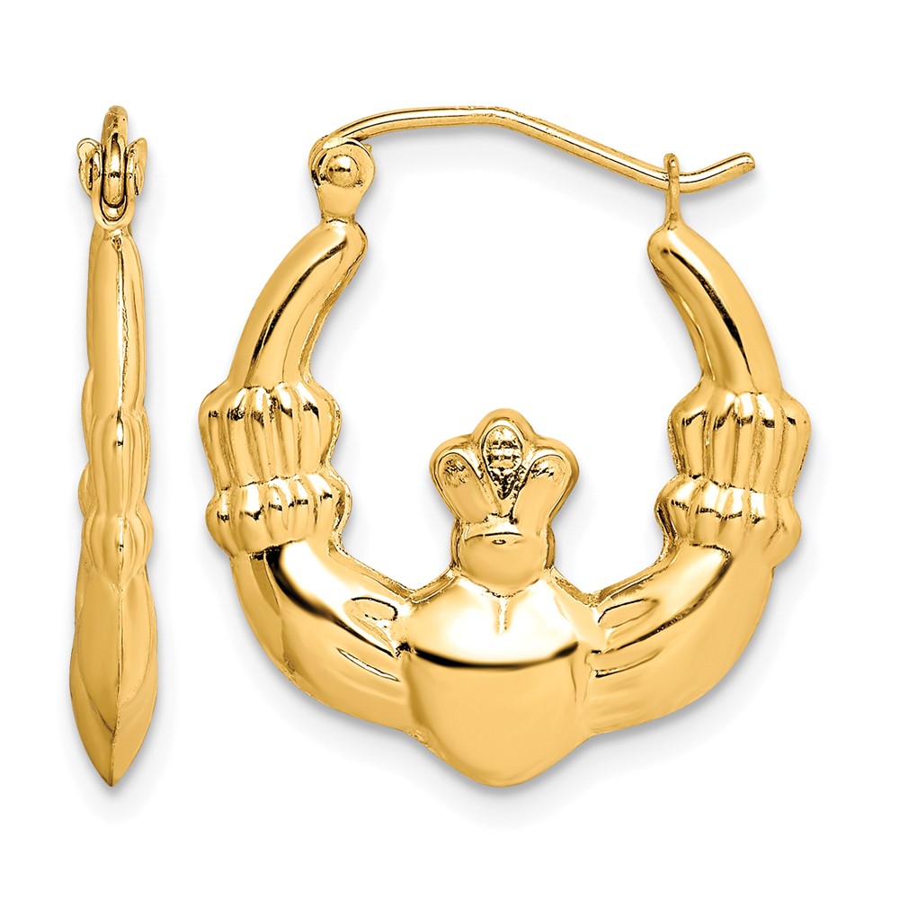 10k Polished Claddagh Hoop Earrings (10ER294)