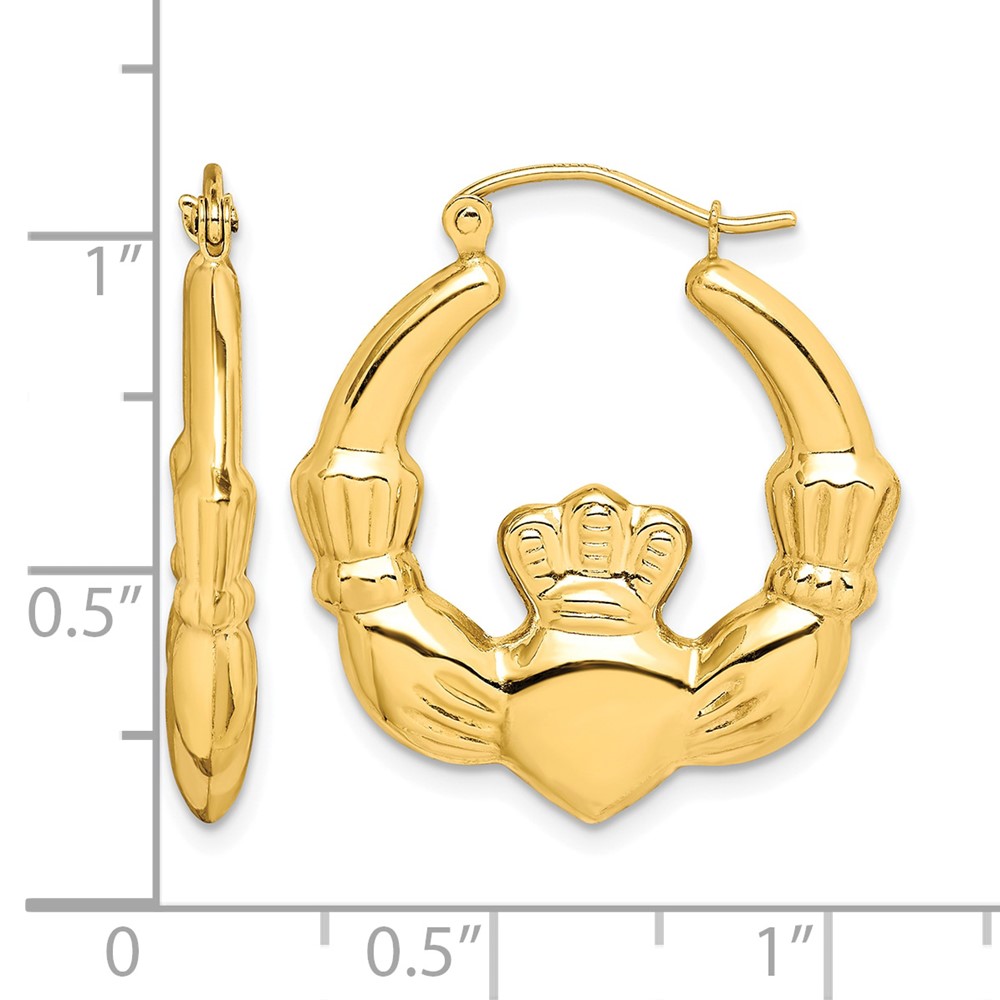 10k Polished Claddagh Hoop Earrings (10ER295)
