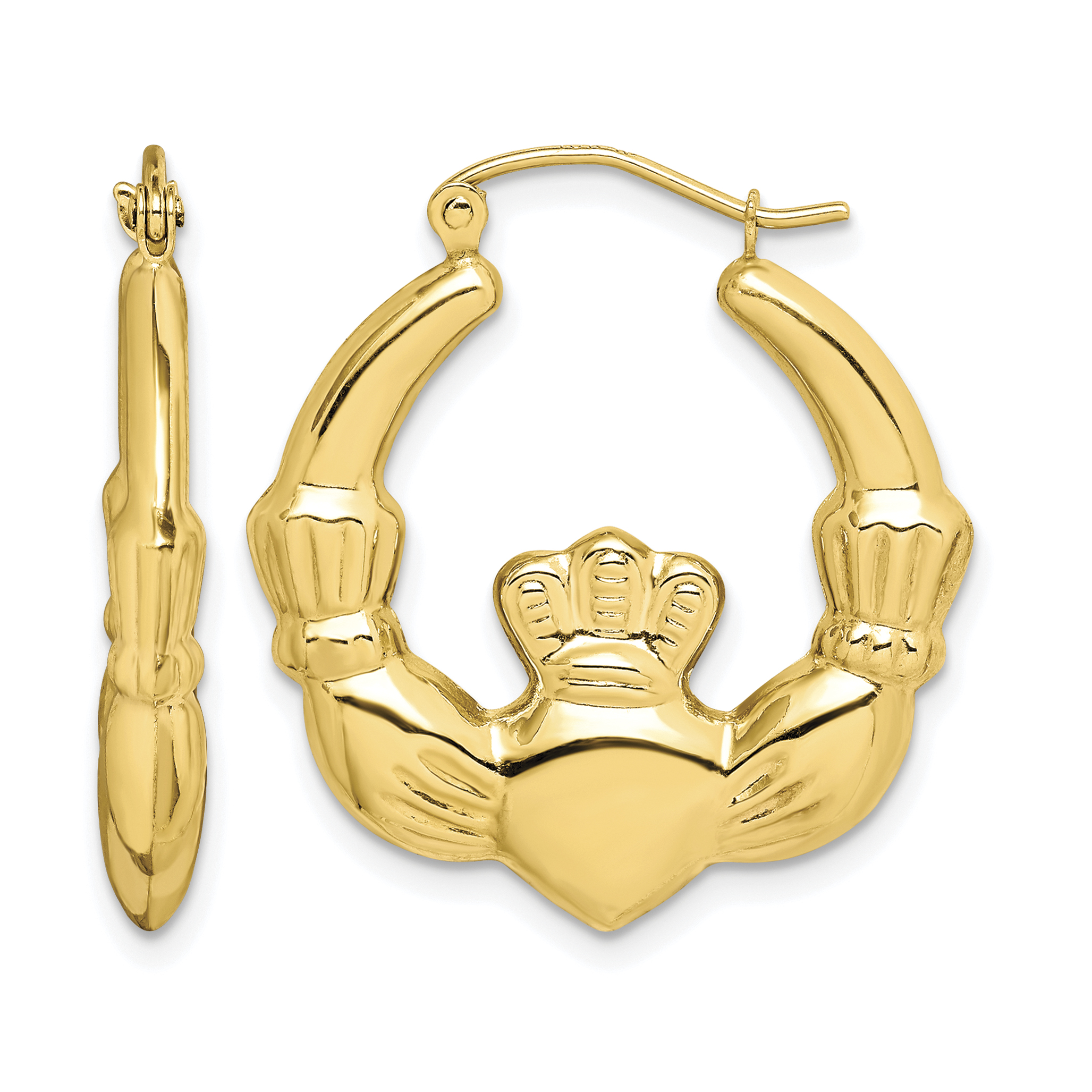 10k Polished Claddagh Hoop Earrings (10ER295)