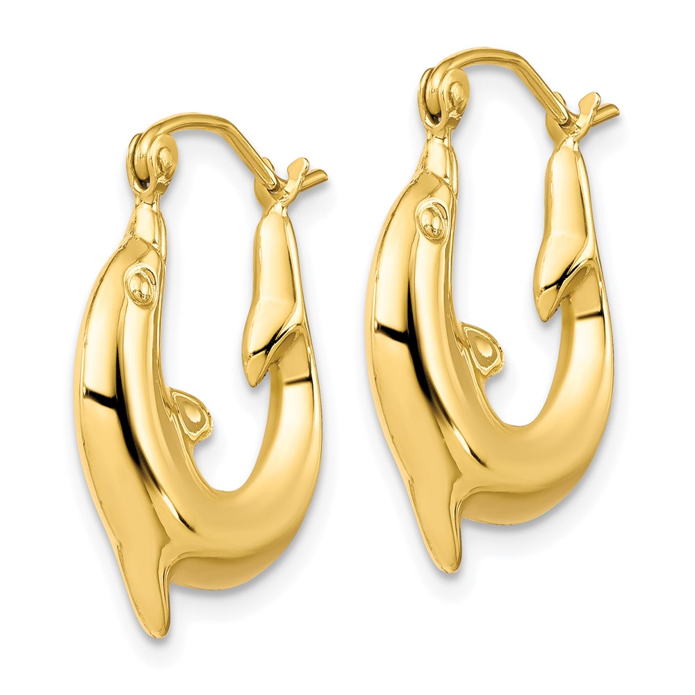 10k Polished Dolphin Hoop Earrings (10ER296)