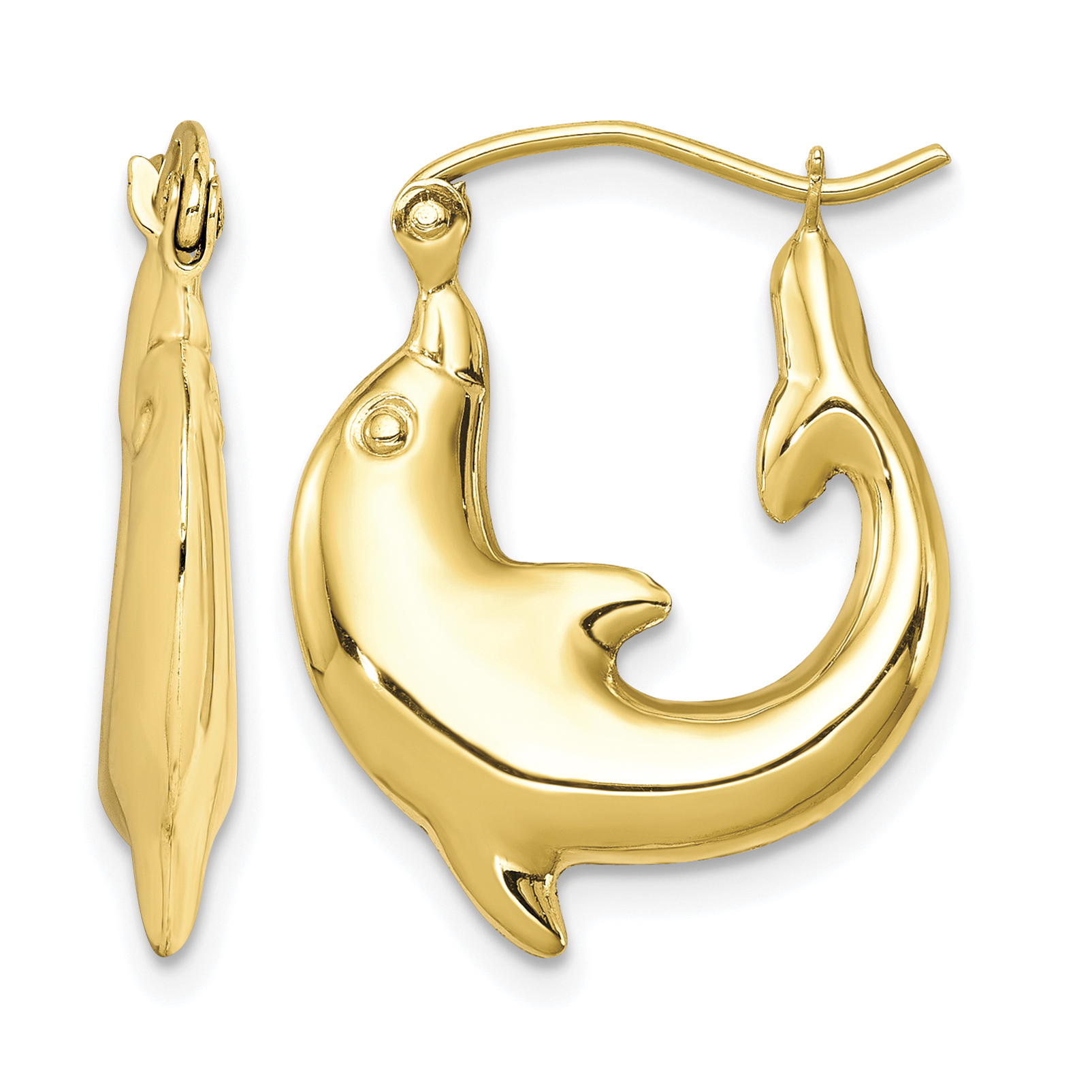10k Polished Dolphin Hoop Earrings (10ER296)