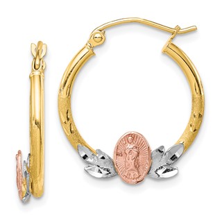 Gold Tri-color Guadalupe Hoop Earrings