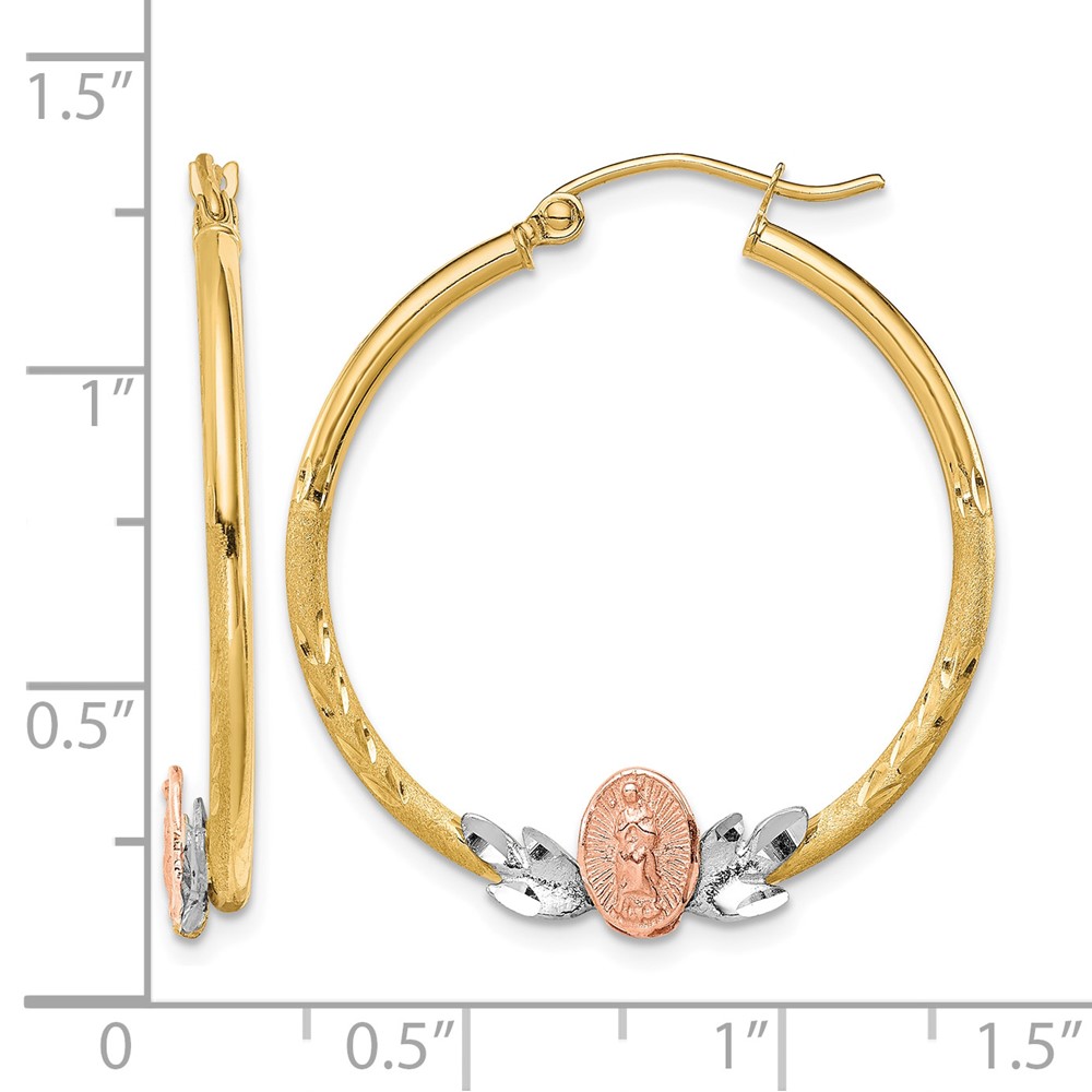 10k Tri-color Guadalupe Hoop Earrings (10ER300)