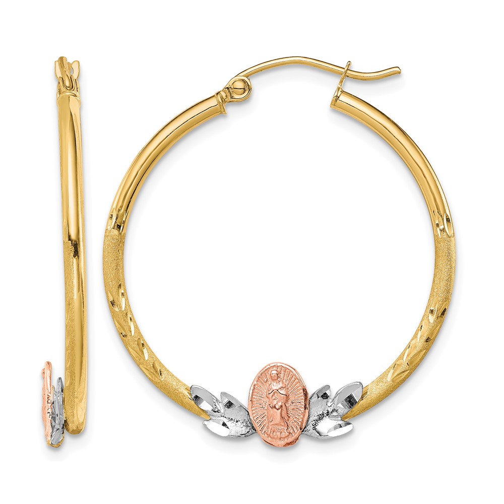10k Tri-color Guadalupe Hoop Earrings (10ER300)