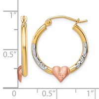 10K Two-tone & White Rhodium D C Heart Hoop Earrings view 2