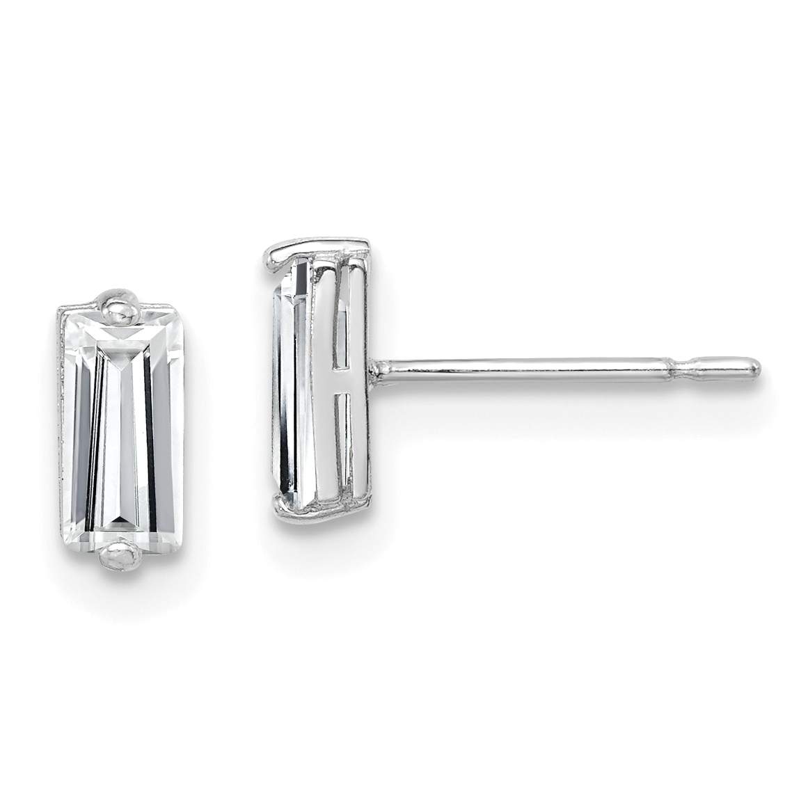 10K White Gold Polished CZ Stud Earrings (10ER318)