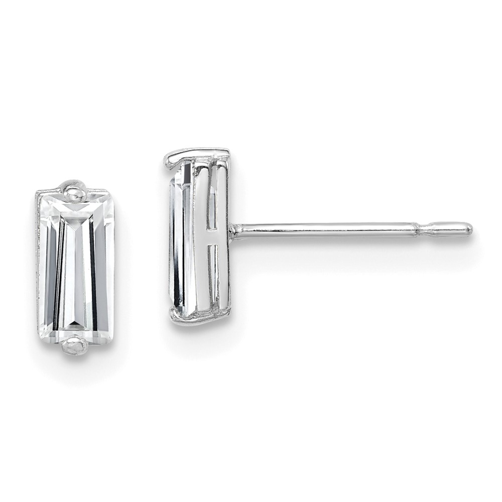 10K White Gold Polished CZ Stud Earrings (10ER318)