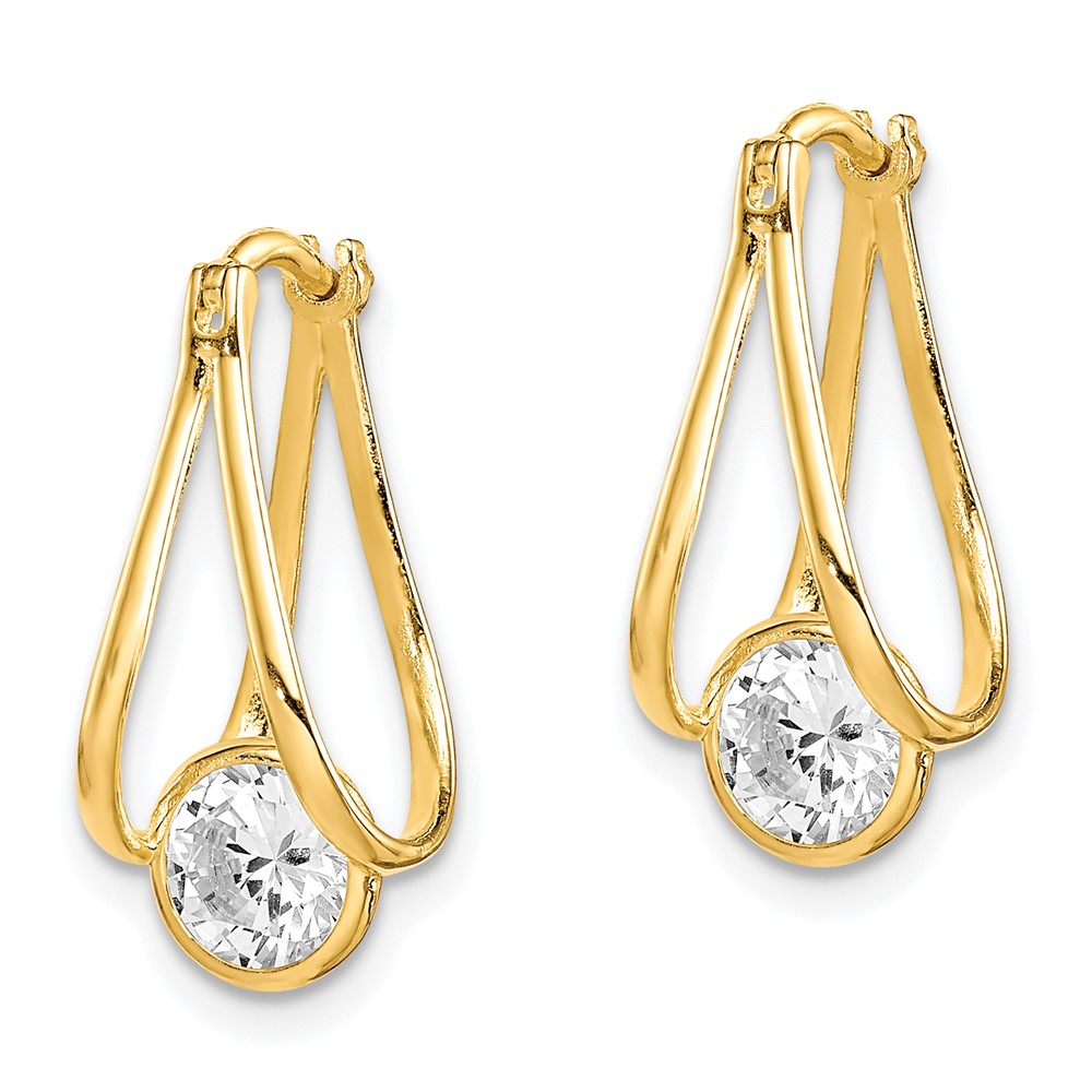 10K Polished CZ Hoop Earrings (10ER319)