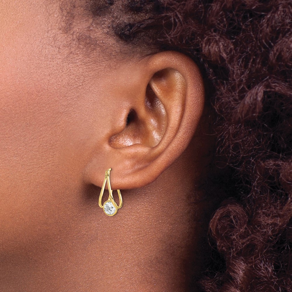 10K Polished CZ Hoop Earrings (10ER319)