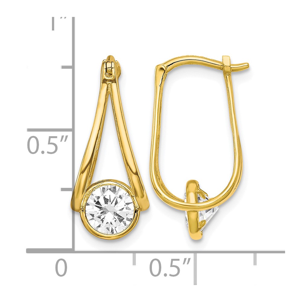 10K Polished CZ Hoop Earrings (10ER319)