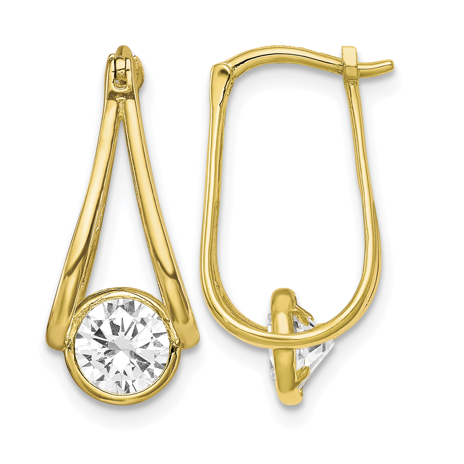 10K Polished CZ Hoop Earrings (10ER319)